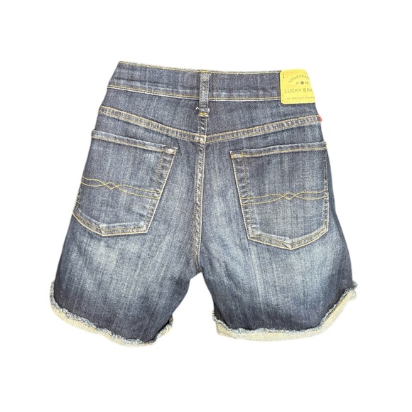 Lucky brand handcrafted woman’s the rollup denim dark wash shorts size 2/26 used - Picture 5 of 7